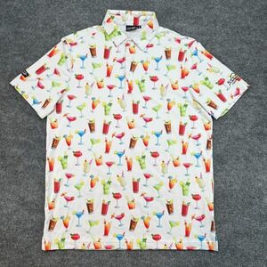 Sunday Swagger Golf Polo Shirt Men Medium White Party Drink All Over Print